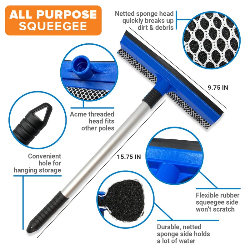 Better Boat Window Squeegee with Long Handle and Scrubber, for Car, Boat, RV Windows, Windshields, and Shower Glass Doors, Cleaning Tool with Large Sponge - Image 2